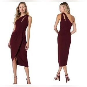 Lulu's Burgundy One Shoulder Dress